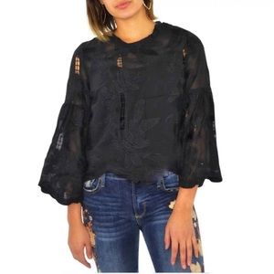 BISHOP & YOUNG PALERMO FLARE SLEEVE TOP BLACK large c
